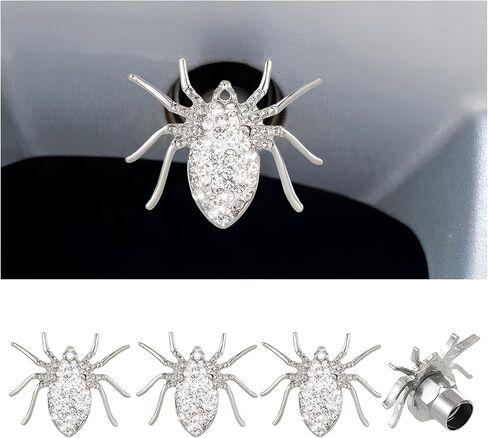 Bling Car Tire Valve Stem Caps, 4PCS Dustproof Crystal Rhinestone Spider Vehicle Wheel Valve Stem Cover, Sparkling Attractive Auto Tyre Accessories, Universal for Sedan Truck SUV (White) in Saudi Arabia
