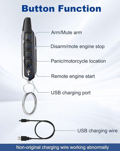Motorcycle Alarm with 2-Way LCD Remote & Engine Cut Off - 12V DC Anti-Theft Security System, 115dB Siren, Waterproof Sensor, Remote Start for Motorcycle, Scooter, ATV in Kuwait