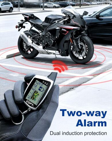 Motorcycle Alarm with 2-Way LCD Remote & Engine Cut Off - 12V DC Anti-Theft Security System, 115dB Siren, Waterproof Sensor, Remote Start for Motorcycle, Scooter, ATV in Kuwait