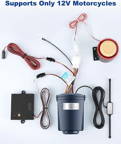 Motorcycle Alarm with 2-Way LCD Remote & Engine Cut Off - 12V DC Anti-Theft Security System, 115dB Siren, Waterproof Sensor, Remote Start for Motorcycle, Scooter, ATV in Kuwait