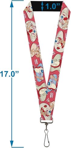 Buckle-Down Ren and Stimpy Lanyard, Ren and Stimpy Single and Group Poses Pink, Elastic in Saudi Arabia