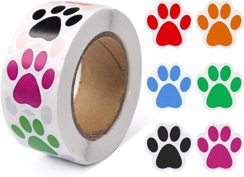 Paw Prints Stickers,Dog Stickers Paw Prints Stickers,Colorful Self-Adhesive Labels Animal Shape Wall Decal,Paw Prints Envelope Seal for Vet tech Gifts Classroom Kids in Kuwait