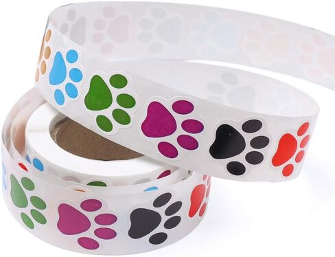 Paw Prints Stickers,Dog Stickers Paw Prints Stickers,Colorful Self-Adhesive Labels Animal Shape Wall Decal,Paw Prints Envelope Seal for Vet tech Gifts Classroom Kids in Kuwait