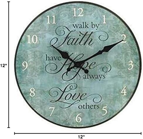 12" Faith, Hope, Love Round Wall Clock in Kuwait