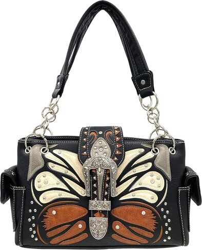 Zelris Buckle Abstract Butterfly Artwork Women Conceal Carry Shoulder Handbag in Kuwait