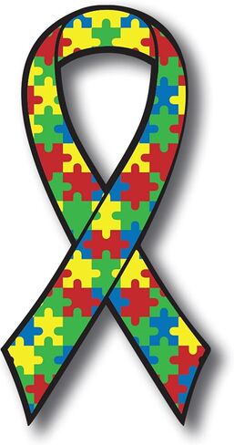 Magnet Me Up Autism Awareness Puzzle Ribbon Magnet Decal, 3.5x7 Inches, Heavy Duty Automotive Magnet for Car Truck SUV, Any Magnetic Surface, Promotes Understanding and Acceptance, Crafted in USA in Saudi Arabia