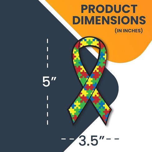 Magnet Me Up Autism Awareness Puzzle Ribbon Magnet Decal, 3.5x7 Inches, Heavy Duty Automotive Magnet for Car Truck SUV, Any Magnetic Surface, Promotes Understanding and Acceptance, Crafted in USA in Saudi Arabia