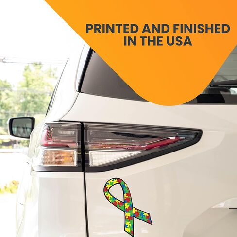 Magnet Me Up Autism Awareness Puzzle Ribbon Magnet Decal, 3.5x7 Inches, Heavy Duty Automotive Magnet for Car Truck SUV, Any Magnetic Surface, Promotes Understanding and Acceptance, Crafted in USA in Saudi Arabia