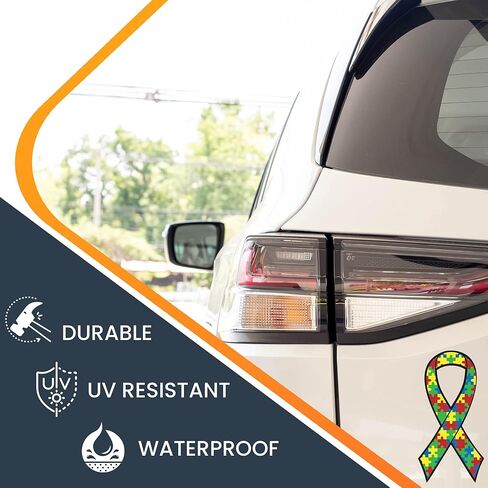 Magnet Me Up Autism Awareness Puzzle Ribbon Magnet Decal, 3.5x7 Inches, Heavy Duty Automotive Magnet for Car Truck SUV, Any Magnetic Surface, Promotes Understanding and Acceptance, Crafted in USA in Saudi Arabia