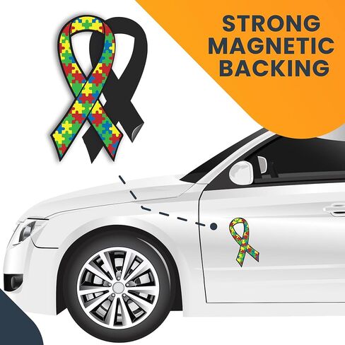 Magnet Me Up Autism Awareness Puzzle Ribbon Magnet Decal, 3.5x7 Inches, Heavy Duty Automotive Magnet for Car Truck SUV, Any Magnetic Surface, Promotes Understanding and Acceptance, Crafted in USA in Saudi Arabia