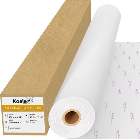 Koala Roll Sublimation Paper 17 inch Width and 110 Feet Length, 1 Roll 3'' Core 105gsm Wide Format Sublimation Heat Transfer Paper for Customize Any Gift with Sublimation Blanks and Sublimation ink in Kuwait