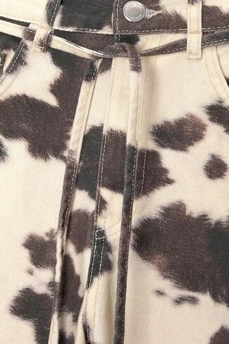 heyheyshine Cow Print Pants for Men Women Wide Leg Jeans Y2K Straps with Drawstring Streetwear Baggy Trouser with Pockets in Saudi Arabia