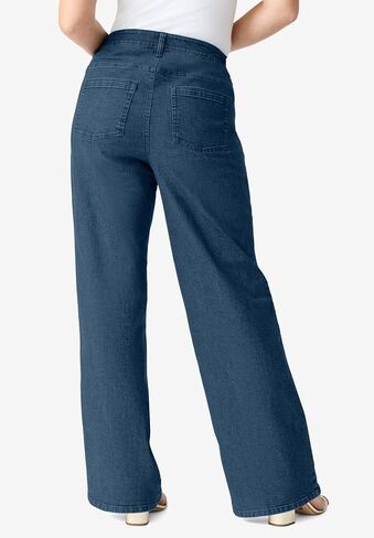 Roaman's Women's Plus Size Invisible Stretch Iconic Wide-Leg Jean in Saudi Arabia