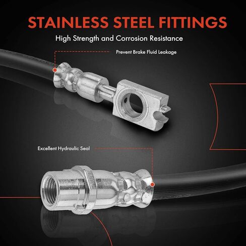 A-Premium Brake Hydraulic Hose Compatible with Audi and Volkswagen Models - Passat 1999-2005, A6 Quattro 1998-2004, S6 2002-2003 - Replace# 4B0611775C(Pack of 2) in Saudi Arabia