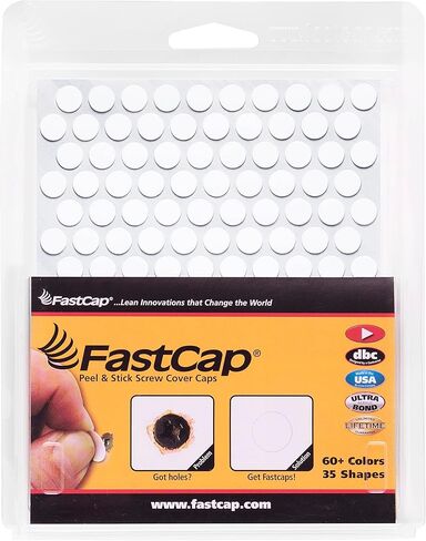 FastCap - Screw Hole Covers, 3/8" (9mm) Round Stickers - Professional Woodworking, Furniture, and Cabinetry Projects - One Sheet (120-Caps) - Solid PVC, Color - Antique White in Saudi Arabia