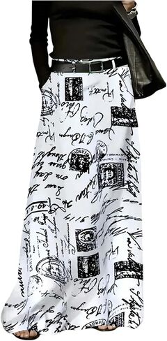 SHENHE Women's Graphic Print Long Maxi Skirt High Waisted A Line Elegant Floor Length Skirts in Saudi Arabia