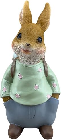 Bunny Statue Decor Resin Rabbit Figurines with Easter Egg Sculptures Birthday Decorative for Spring Party Supplies Home Garden Outdoor Statues, Yard Garden Decorations (Brown and Pink) in Saudi Arabia