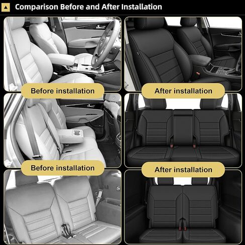 Full Set Seat Covers Fit for Kia Sorento 7 Seater:2008-2020 Premium Faux Leather Car Seat Cushion Waterproof Automotive Seat Covers & Accessories(Black) in Saudi Arabia