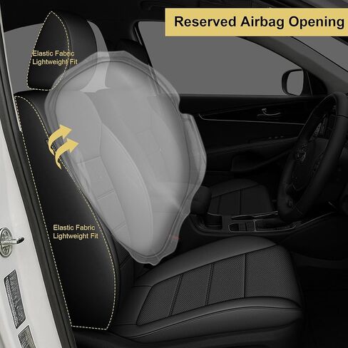 Full Set Seat Covers Fit for Kia Sorento 7 Seater:2008-2020 Premium Faux Leather Car Seat Cushion Waterproof Automotive Seat Covers & Accessories(Black) in Saudi Arabia