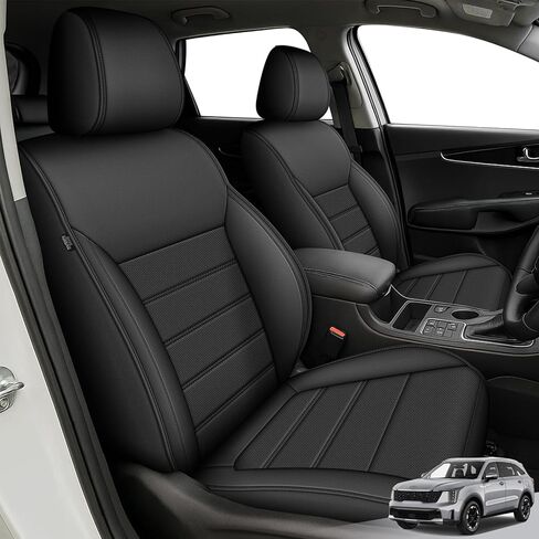 Full Set Seat Covers Fit for Kia Sorento 7 Seater:2008-2020 Premium Faux Leather Car Seat Cushion Waterproof Automotive Seat Covers & Accessories(Black) in Saudi Arabia