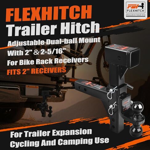 Class Ⅲ Adjustable Trailer Hitch Ball Mount with 2" & 2-5/16" Balls, 4.5" Drop/Rise Ball,Trailer Hitch Receiver Extender, for Cycling and Camping Use, Fits 2" Hitch Receiver in Kuwait
