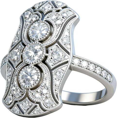 Vintage Art Deco Rings for Women AAAAA Cz 925 Sterling Silver Blue Sapphire Princess Big Large Full Cubic Zirconias Ring Luxury Eternity Wedding Engagement Gemstone Ring 7# in Kuwait