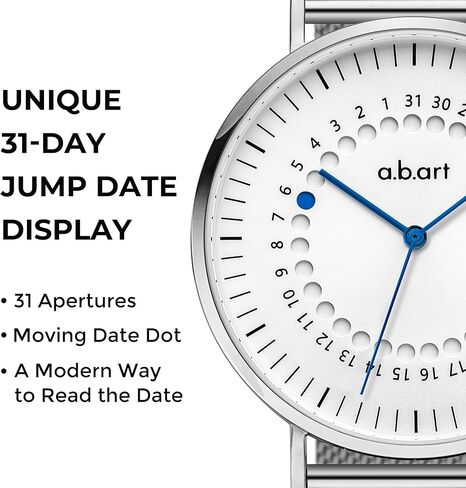 a.b.art Women's Watch, Swiss Parts Quartz Movement, Sapphire Crystal, Date Display, Ultra-Slim Design, Milanese Stainless Steel Strap, Elegant Style, Silver Dial, 36mm, FD36 Series in Saudi Arabia