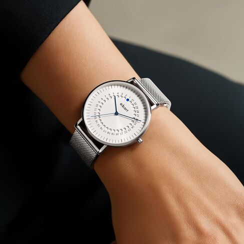 a.b.art Women's Watch, Swiss Parts Quartz Movement, Sapphire Crystal, Date Display, Ultra-Slim Design, Milanese Stainless Steel Strap, Elegant Style, Silver Dial, 36mm, FD36 Series in Saudi Arabia