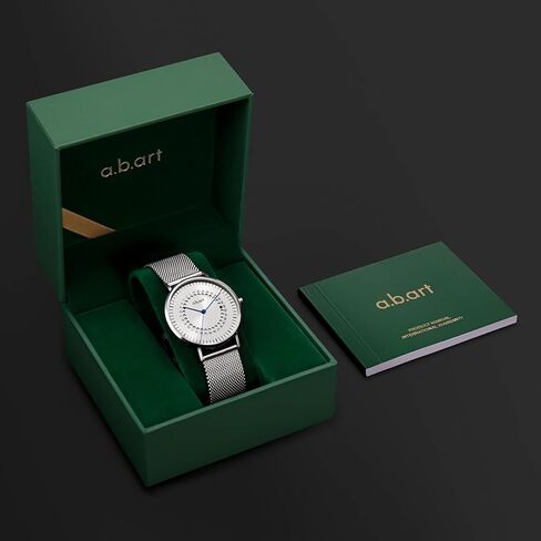a.b.art Women's Watch, Swiss Parts Quartz Movement, Sapphire Crystal, Date Display, Ultra-Slim Design, Milanese Stainless Steel Strap, Elegant Style, Silver Dial, 36mm, FD36 Series in Saudi Arabia