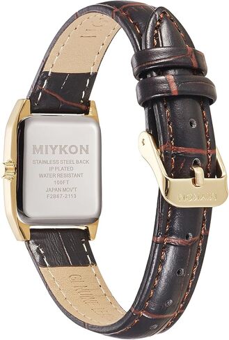 Miykon Gold Vintage Watches for Women - Small Dainty Tank, Square Womens Watch with Brown Genuine Leather Strap - Second Hand, Japanese Quartz, Waterproof to 100ft in Kuwait