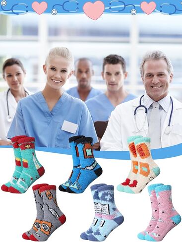 12 Pairs Nurses' Week Appreciation Gifts Fuzzy Nurse Socks Bulk Funny Nurse Gifts Nursing Graduation Party Favors in Kuwait
