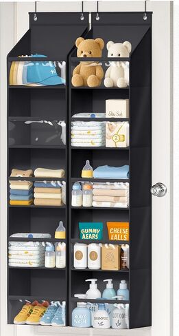 AOODA Over the Door Organizer, Large Capacity Closet Door Hanging Organizer, Clear Deep Pockets Baby Organizer Storage for Nursery, Bathroom, Bedroom, Pantry, Diapers(Grey) in Kuwait
