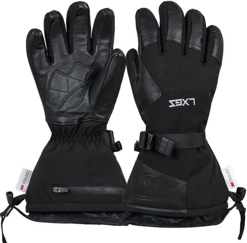 Harssidanzar Men Women Powder Gauntlet Glove Alpine Ski Leather Winter Windproof Insulated Gloves KM068US,Black,Size M in Saudi Arabia