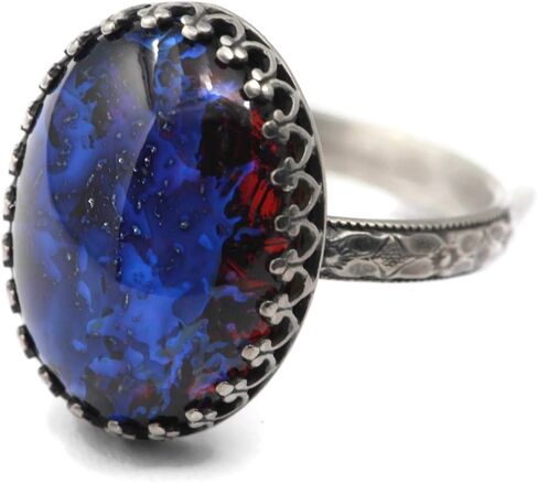 Czech Glass Ring Symmetrical Flower Vintage Silver in Kuwait