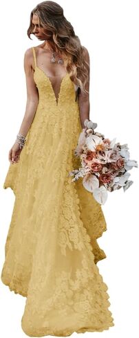 فساتين زفاف نسائية من التول بوهو للعروس 2026 فستان زفاف بسيط على الشاطئ مع ذيل فستان الزفاف in Kuwait