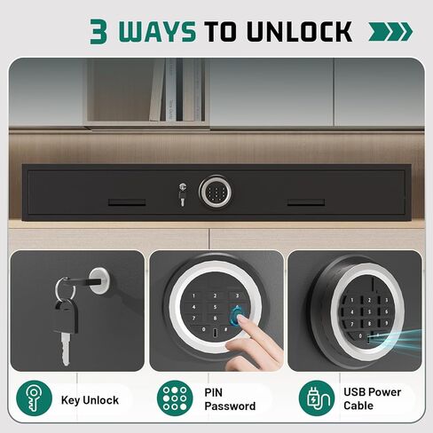 7"H Gun Safe for Handgun,Under Bed Gun Safe for Rifles & Pistols,Drawer Safe with LED Light & Digital Panel,Shotgun Cabinet with Mute & Alarm.Quick Access in Saudi Arabia