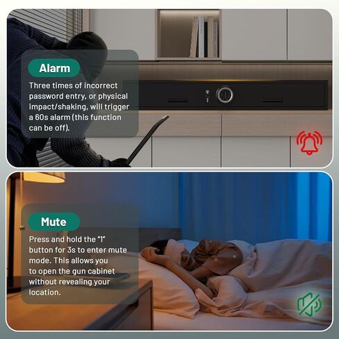 7"H Gun Safe for Handgun,Under Bed Gun Safe for Rifles & Pistols,Drawer Safe with LED Light & Digital Panel,Shotgun Cabinet with Mute & Alarm.Quick Access in Saudi Arabia