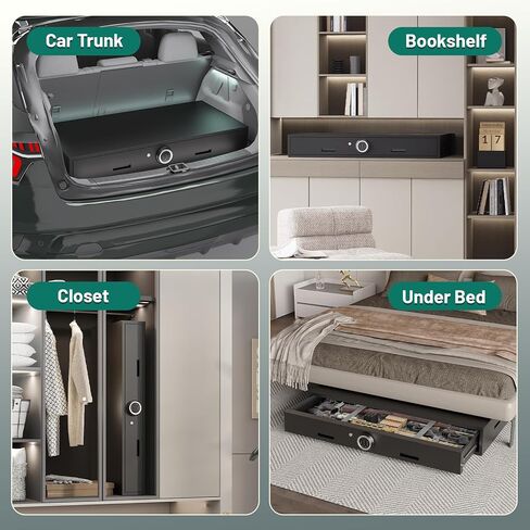 7"H Gun Safe for Handgun,Under Bed Gun Safe for Rifles & Pistols,Drawer Safe with LED Light & Digital Panel,Shotgun Cabinet with Mute & Alarm.Quick Access in Saudi Arabia