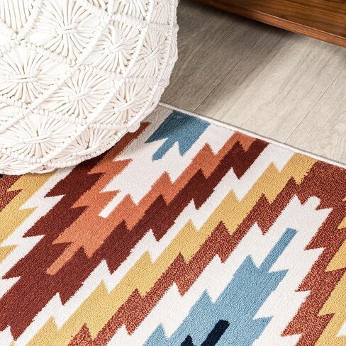 JONATHAN Y Diamond Kilim Yellow/Red/Blue Runner Rug 2X8 ft, Konya Geometric for Living Room, Bedroom, Kitchen, Office, Easy-Cleaning, High Traffic, Pet-Friendly, Non-Shedding SWC101A-28 in Saudi Arabia