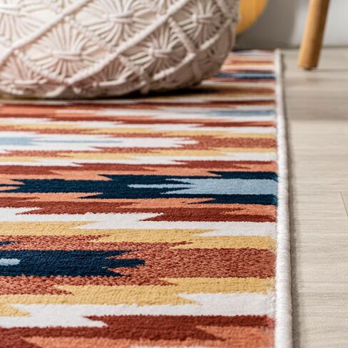 JONATHAN Y Diamond Kilim Yellow/Red/Blue Runner Rug 2X8 ft, Konya Geometric for Living Room, Bedroom, Kitchen, Office, Easy-Cleaning, High Traffic, Pet-Friendly, Non-Shedding SWC101A-28 in Saudi Arabia