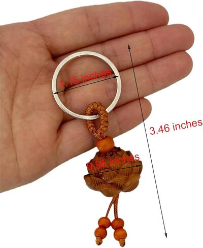 1Pc Carved Lotus Keychain Wood Flower Luck Charms Keying Key Chain for Prosperity Harmony Positive in Saudi Arabia
