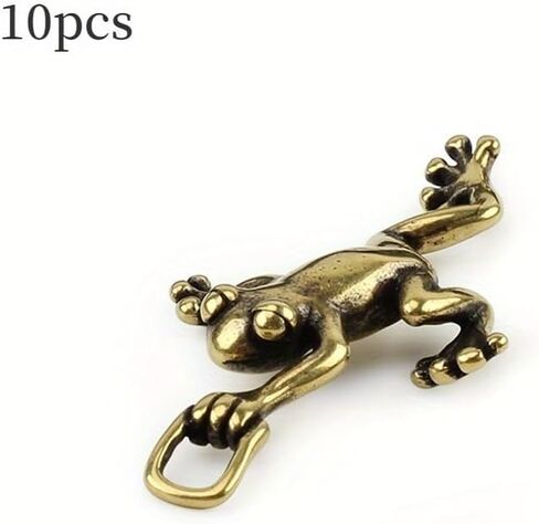 10pcs Vintage Pure Brass Climbing Frog Car Key Ring Hanging Jewelry Fashion Copper Keychain Jewelry Accessories Keyrings Pendants Gift in Saudi Arabia