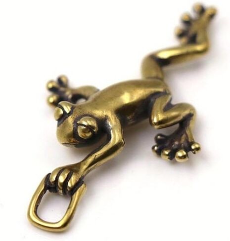 10pcs Vintage Pure Brass Climbing Frog Car Key Ring Hanging Jewelry Fashion Copper Keychain Jewelry Accessories Keyrings Pendants Gift in Saudi Arabia