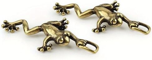 10pcs Vintage Pure Brass Climbing Frog Car Key Ring Hanging Jewelry Fashion Copper Keychain Jewelry Accessories Keyrings Pendants Gift in Saudi Arabia
