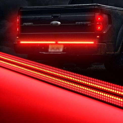 Triple Tailgate Light Bar 48 inch Waterproof Plug-and-Play Aluminum Frame No Drill Install Amber Turn Signal, Red Brake/Running, White Reverse Lights for Pickup Truck (48" Yellow Turn) in Saudi Arabia