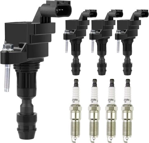Ignition Coil Pack UF491 and Iridium Spark Plugs Set of 4 Fit for Chevrolet Equinox Cobalt Orlando HHR Malibu &GMC Terrain &Buick Verano Rega &Pontiac G4 G5 G6 Replaces#UF645 D522C in Kuwait