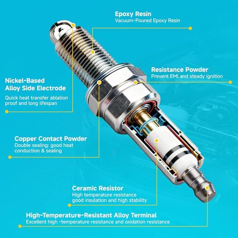 UF553 6 ignition coils with 6 iridium Spark Plugs for ford for Lincoln Edge Flex F150 Explorer Fusion Taurus MKS MKX MKZ CX-9 3.5L 3.7L V6 2007-2017 DG-520 UF553 UF-553 in Kuwait