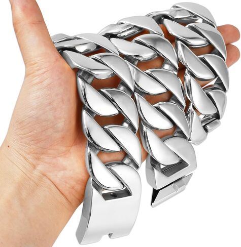 Men's Huge Cuban Link Hip Hop Chain Silver 316L Stainless Steel 32MM Thick 24" Necklace in Kuwait
