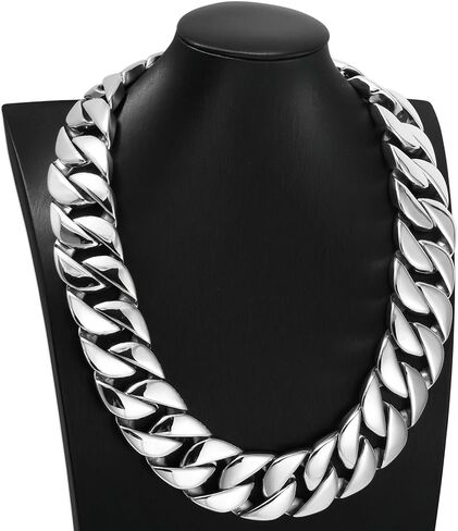 Men's Huge Cuban Link Hip Hop Chain Silver 316L Stainless Steel 32MM Thick 24" Necklace in Kuwait