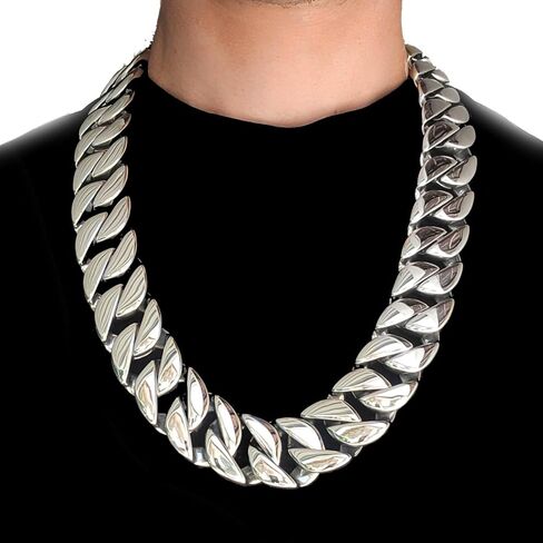 Men's Huge Cuban Link Hip Hop Chain Silver 316L Stainless Steel 32MM Thick 24" Necklace in Kuwait